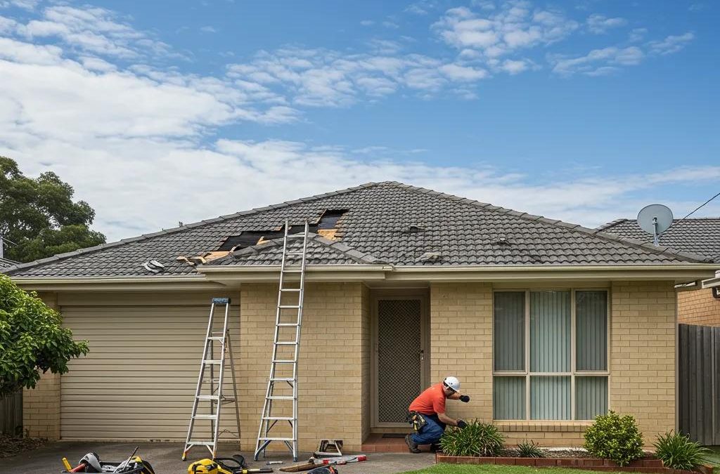 Brisbane home with damaged roof highlighting the need for emergency roof replacement