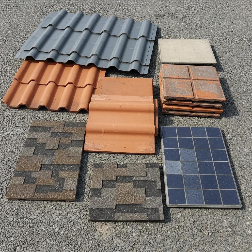 Variety of roofing materials including Colorbond steel, concrete tiles, and asphalt shingles