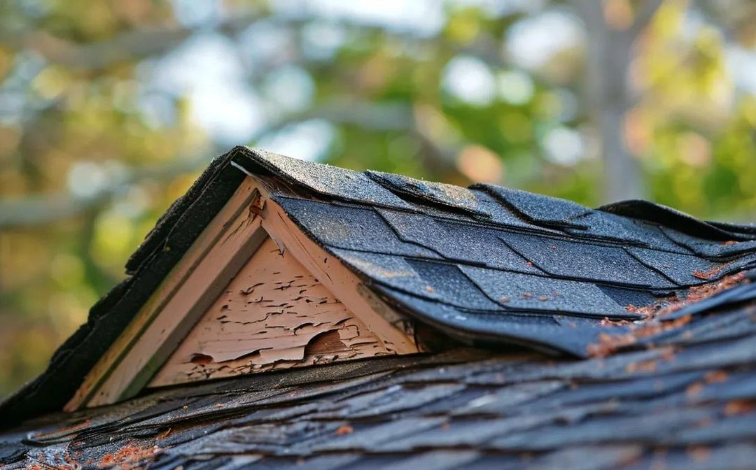 Residential roof with visible damage signs, emphasizing the importance of roof inspection and maintenance